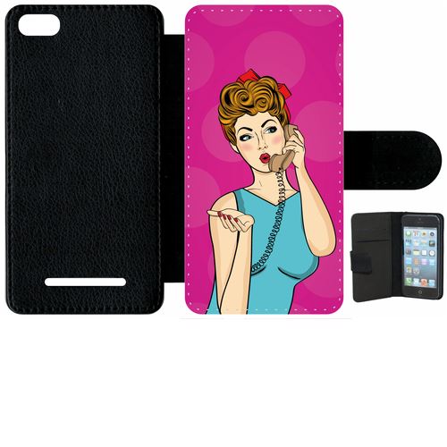 Étui Porte Feuille Xiaomi Mi 4c Pin Up Fond Rose