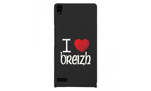 Coque rigide pour Huawei Ascend P6 avec impression Motifs coeur rouge I Love Breizh