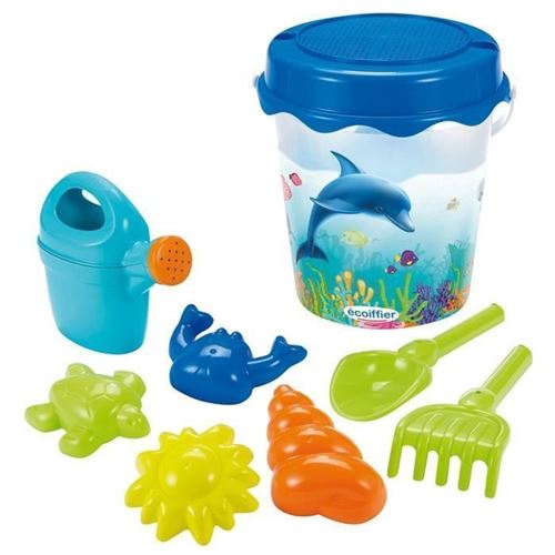 ecoiffier - 806 - seau garni décor dauphin 21 cm