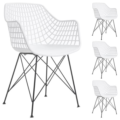 Lot de 4 chaises ALICANTE, en plastique blanc