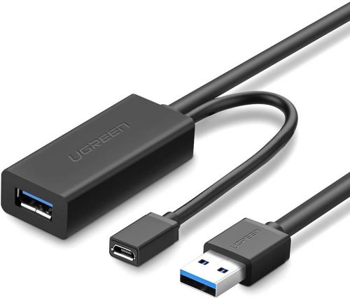 Câble Rallonge USB 3.0 Câble Extension USB Mâle vers Femelle avec Amplificateur et Câble Alimentation, 5m