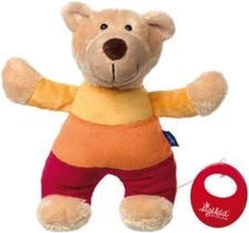 sigikid, Fille et Garçon, Peluche Musicale, Ourson, Blue Collection, Jaune/Rouge, 41835