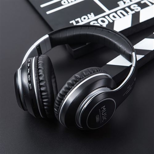 Casque sans fil pliable à LED VJ033 Sport stéréo Noir Casque