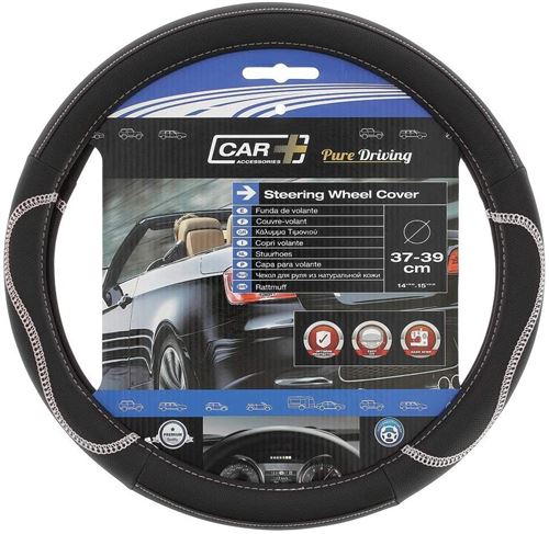 Race Sport housse de direction de voiture 37 - 39 cm PVC noir/blanc