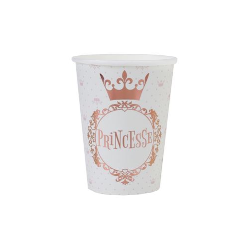 10 gobelets carton couronne princesse 27cl or rose - Coloris : Rose000724400000020