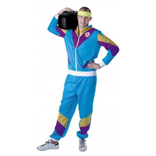 ensemble jogging années 80 bleu