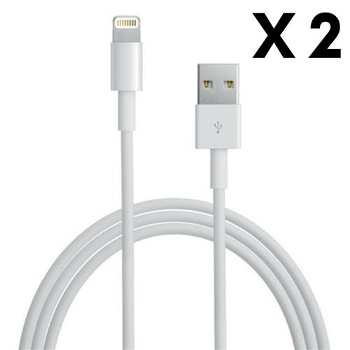 Lot 2 Cables USB Lightning Chargeur Blanc pour Apple iPhone Chargeur 2 Ports USB + Câble USB pour iPhone 6 6S Plus 7 7