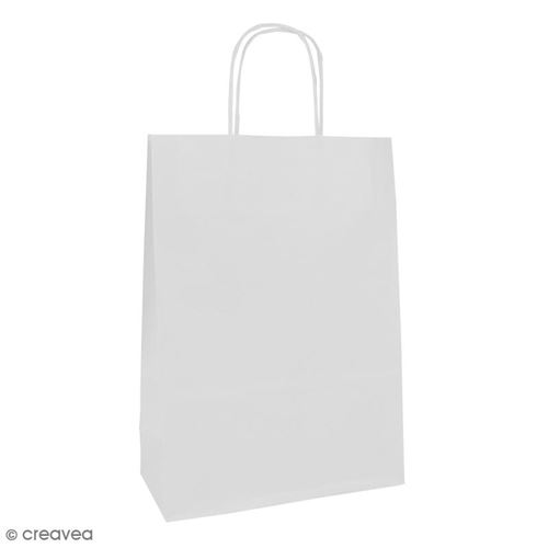 Sac en papier 22 x 29 x 10 cm - Kraft blanc - 25 pcs