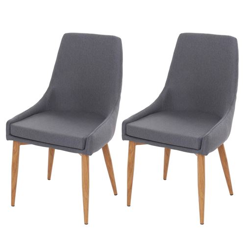2x chaise de salle à manger MENDLER HWC-B44 II, fauteuil, style rétro tissu gris foncé