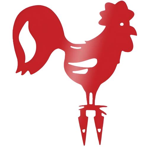 Beaujardin - Coq décoratif en acier coloré sur pic