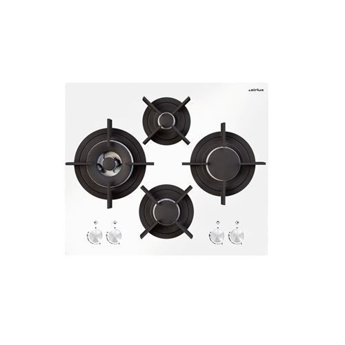 Airlux AV685HWH - Table de cuisson au gaz - 4 plaques de cuisson - Niche - largeur : 55 cm - profondeur : 47 cm - Blanc verre