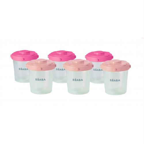 Lot de 6 portions clip 2ème âge 200ml pink - beaba