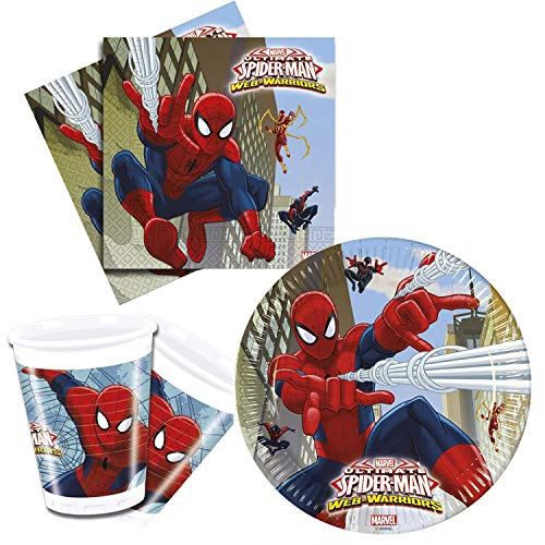 Ensemble de fêtes pour Enfants Marvel Ultimate Spiderman, Web Warriors, Assiettes, gobelets, Serviettes, décoration de Table, Annive