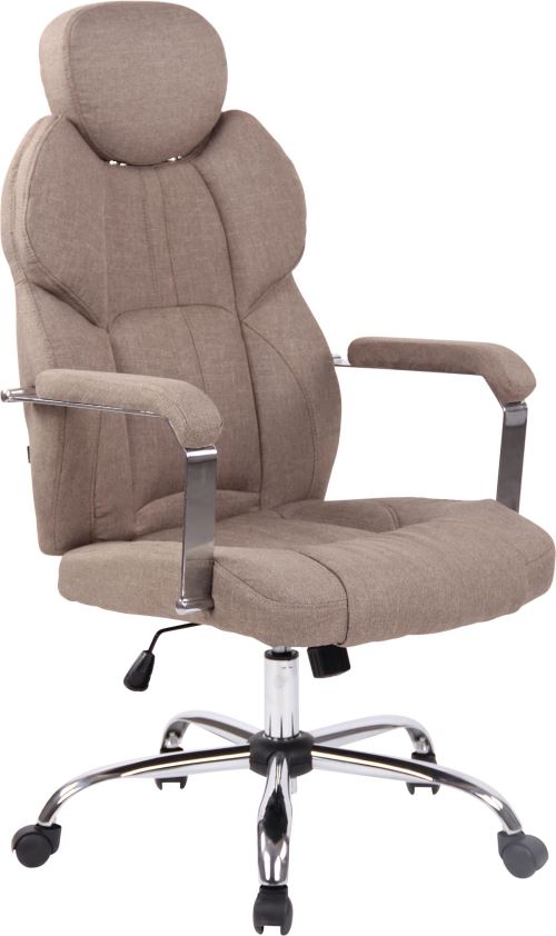 Fauteuil de Bureau Almelo en Tissu - Chaise de Bureau avec Roulettes Accoudoirs - Réglable en hauteur Pivotante - Couleur d'assise Taupe