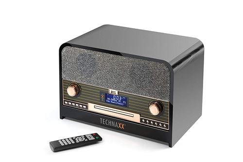 Technaxx 4754 Rétro Radio Dab +/FM stéréo avec Lecteur CD et USB Lecture de 102 Bluetooth Enregistrement TX Noir