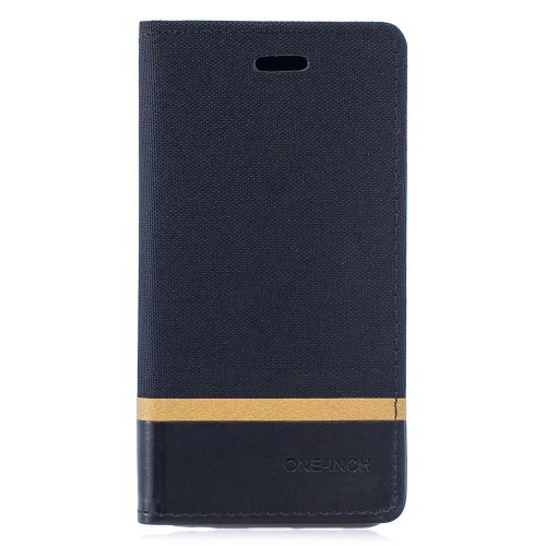 Etui en PU épissure du tissu avec porte-cartes noir pour votre Huawei P30