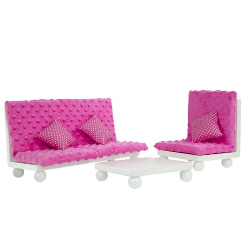 Salon avec canapé fauteuil et table base pour poupée ou poupon jouet Olivias Little World TD-11930A/B