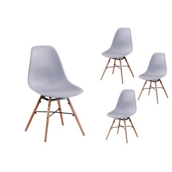 lot de 4 chaises scandinaves luna coque plastique et pieds bois couleur gris achat prix fnac - Chaises Scandinaves Couleur lot de 4 chaises scandinaves luna coque plastique et pieds bois couleur gris achat prix fnac - Chaises Scandinaves Couleur