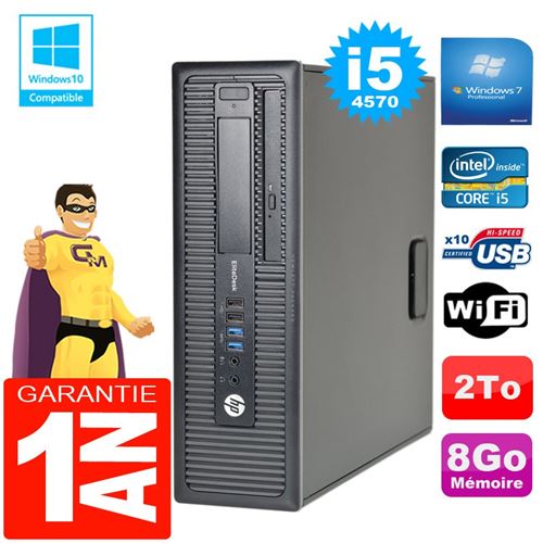 Pc hp elitedesk 800 g1 sff core i5-4570 8go disque 2 to graveur dvd wifi w7 État correct - Hewlett-Packard reconditionné disponible sur Fnac