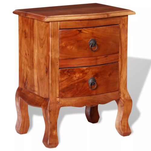 Meelady Table de Chevet Table de Nuit en Bois d'acacia Massif avec Tiroirs 40 x 30 x 50 cm