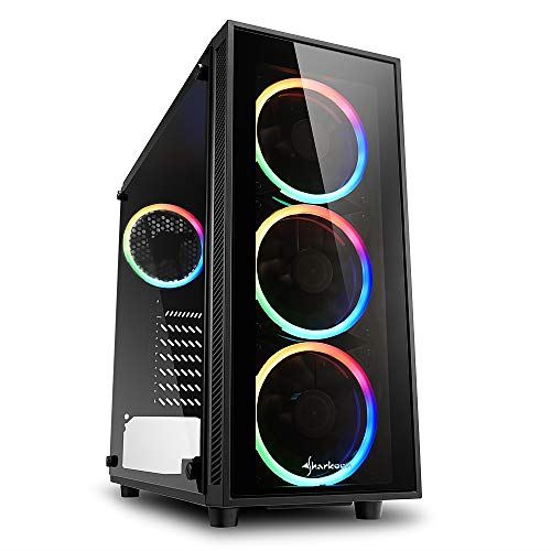 Sharkoon TG4, Boîtier Midi-tour, PC, Verre trempé, ATX,Micro-ATX,Mini-ITX, Noir, Rouge-Vert-Bleu