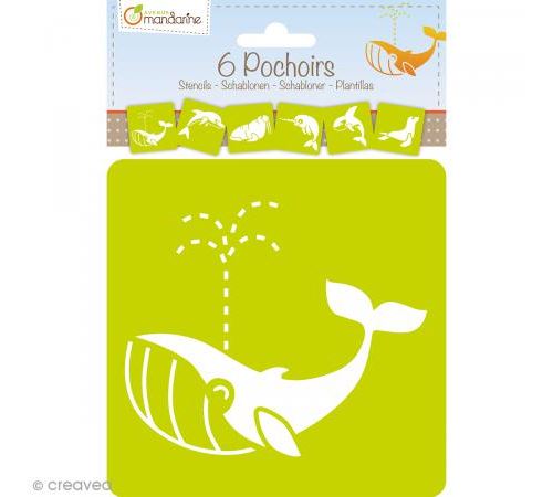 Pochoir enfant Animaux marins - Set de 6 pochoirs