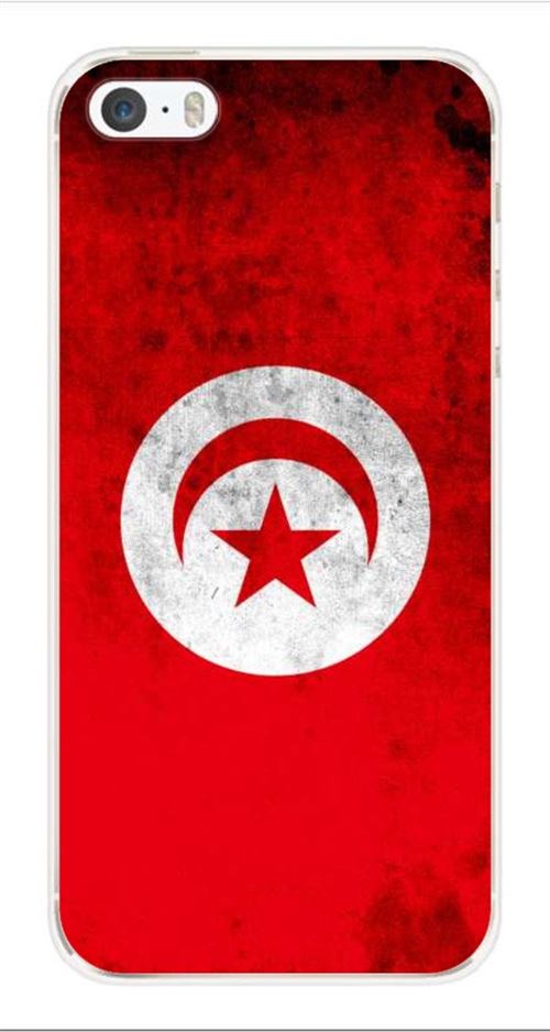 Coque en silicone imprimée compatible iPhone 5 iPhone 5S Drapeau Tunisie