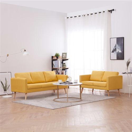 Vidaxl - Ensemble de canap&eacute; 2 pcs Tissu Jaune Yellow