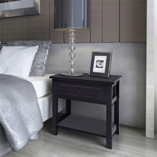 Vidaxl Noir Tables De Chevet - Bois - Image 3