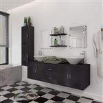 Mobilier de salle de bain avec lavabo 9 pcs Noir