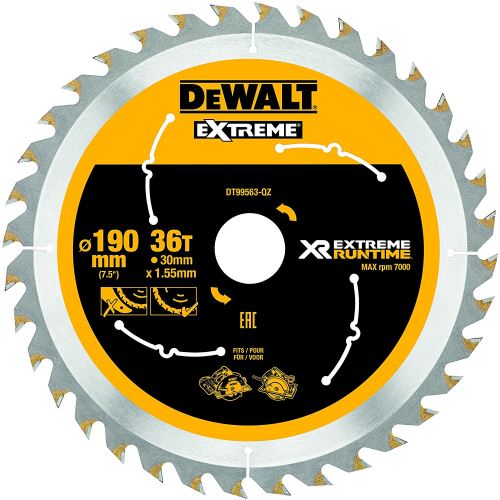 DeWalt XR Extreme Runtime Lame de scie circulaire scie circulaire à main, 1 pièce, 190/30 mm 36 WZ/FZ, dt99563 de QZ