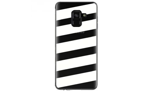 Coque souple pour Samsung Galaxy A8 2018 avec impression Motifs bandes blanches