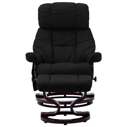 vidaXL Fauteuil de massage inclinable Noir Similicuir et bois courbé