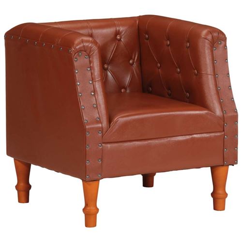 vidaXL Fauteuil Marron Cuir véritable