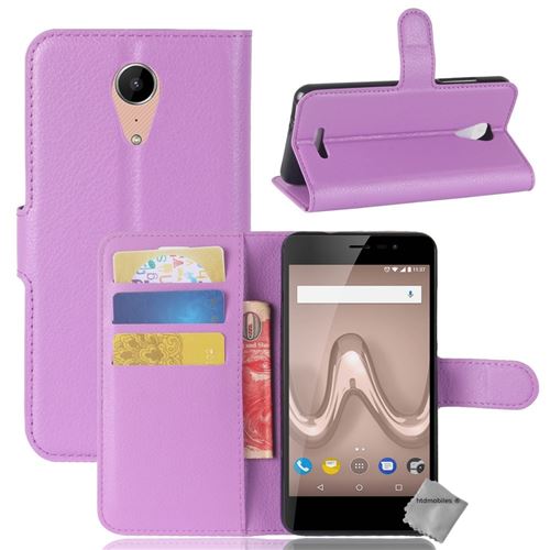Housse etui coque pochette portefeuille pour Wiko Tommy 2 avec verre trempe - MAUVE