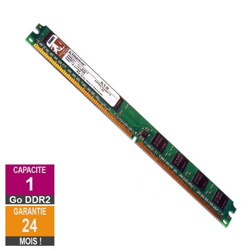 Barrette Mémoire 1Go RAM DDR2 Kingston Low KVR667D2N5/1G DIMM PC2-5300U