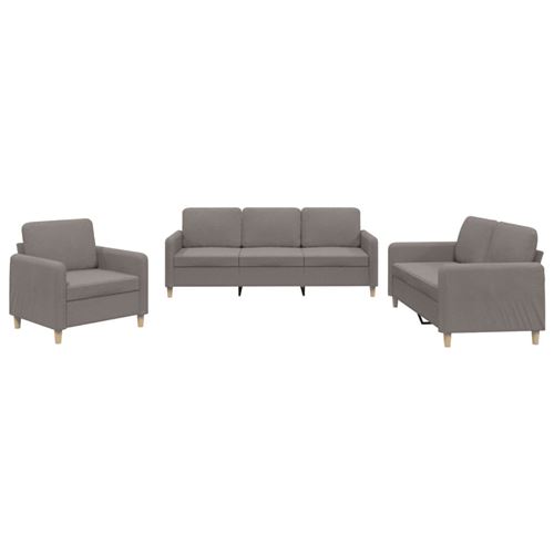 Non Communiqué Taupe Ensemble De Canapés Vidaxl 3 Pièces Avec Coussins En Tissu