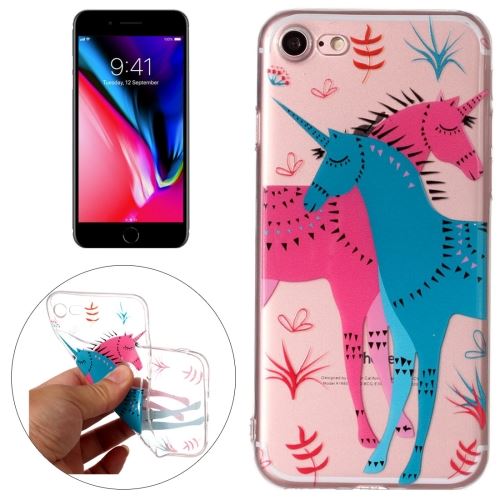 iPhone 8 Iphone 7 Coque Protection TPU Bleu Licorne Rouge ALS48059