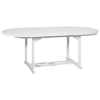 Table A Diner Extensible D Exterieur Blanc Bois D Acacia Ovale