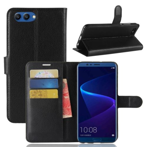 Huawei Honor View 10 Litchi Housse Etui Cuir PU Texture Litchi Noir ALS53323