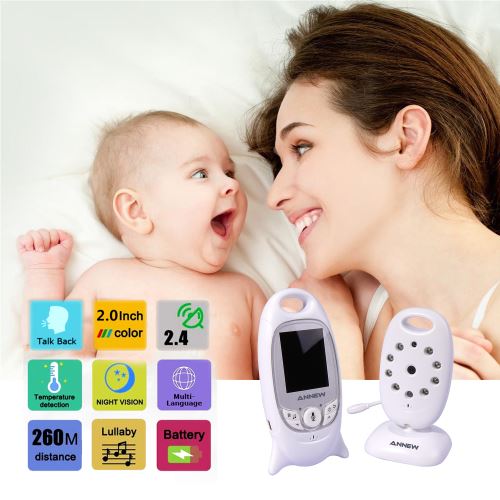 Bébé Moniteur Annew, Babyphone numérique sans Fil 2.4 GHz avec LCD Caméra Surveillance, VOX Mode, Vision Nocturne (JK1-2.0”LCD)