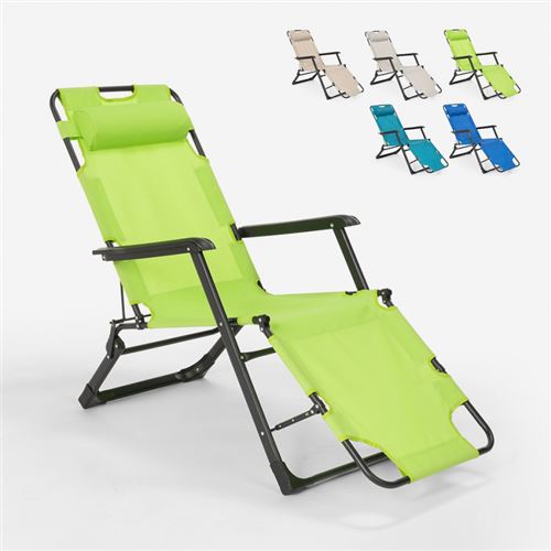 Beach and Garden Design - Chaise longue de plage et de jardin pliante multi-positions Emily Lux Zero Gravity, Couleur: Vert foncé