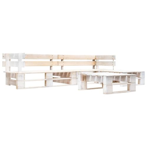 Vidaxl Blanc Ensembles De Bancs. Canapes Et Tables De Jardin Bois 4 Pieces 4 Personnes