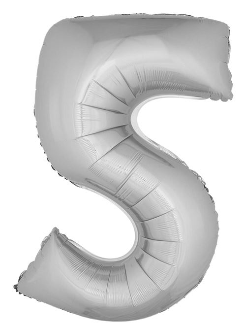 Generique - Ballon Aluminium Chiffre 5 Argenté 102 cm