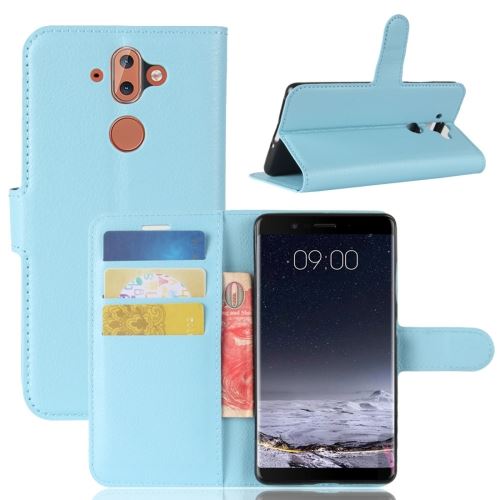 Nokia 9 Housse Etui Cuir PU Texture Litchi Bleu ALS54636