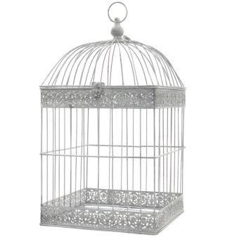 Grande Cage Oiseaux Bougie Carré Gris 62 Cm X 34 Cm X 34 Cm