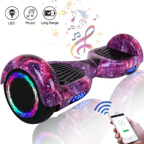Skateboard Electrique Hoverboard Bleutooth,spécial roue LED Violet Chromé