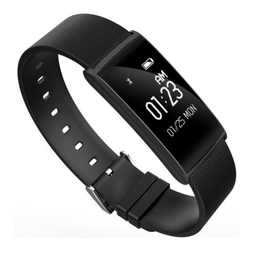 Bracelet de montre intelligente de bracelet de fréquence cardiaque imperméable Bracelet IP67 de N108 OLED Noir