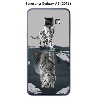 Coque Samsung Galaxy A5 (2016) - A510F design Chat Tigre Blanc fond gris