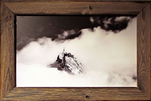 Tableau Deco Chalet en Vieux Bois-Pic Du Midi-Monochrome 75x50 cm
